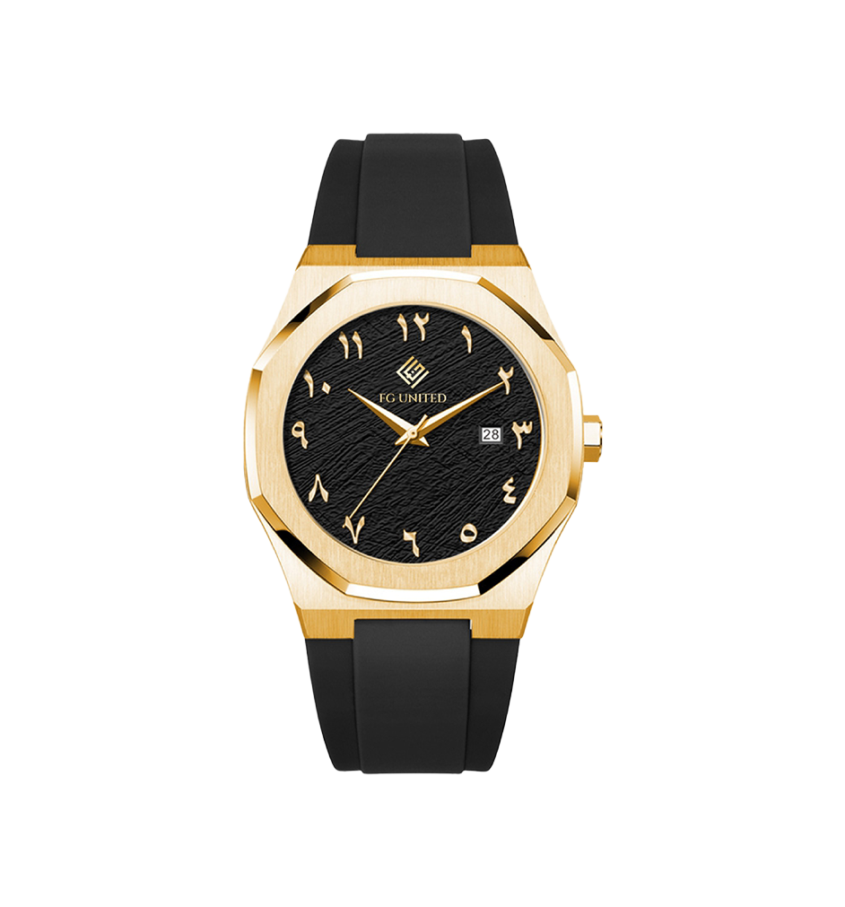 ROYAL TEAK Men's Arabic Dial Silicone Strap Watch-FG7002