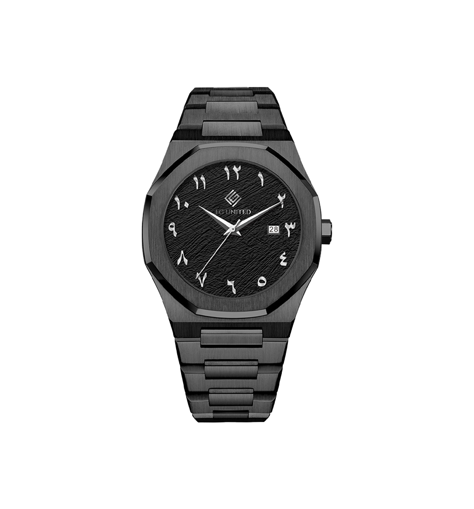 ROYAL TEAK Men's Black Dial Stainless Steel Strap Watch with Arabic index-FG7004